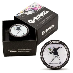 g rollz banksy graffiti flower bomber 4part grinder 43mm 1