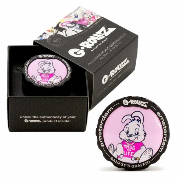 g rollz banksy graffiti thug for life 4part grinder 43mm 1