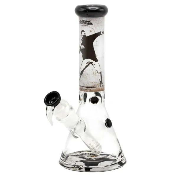 g rollz banksy s graffiti flower thrower beaker percolator bong white h 35cm oe 50mm sg 29 1 1